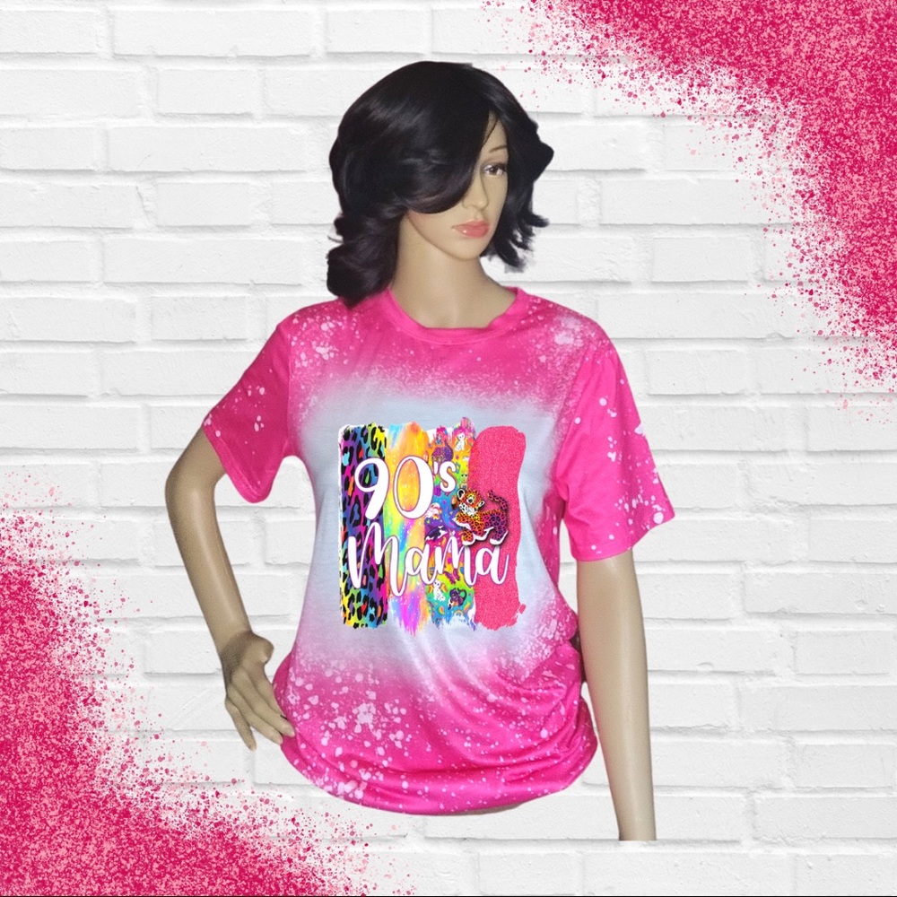 Pink Bleached 90’s Mama Tee